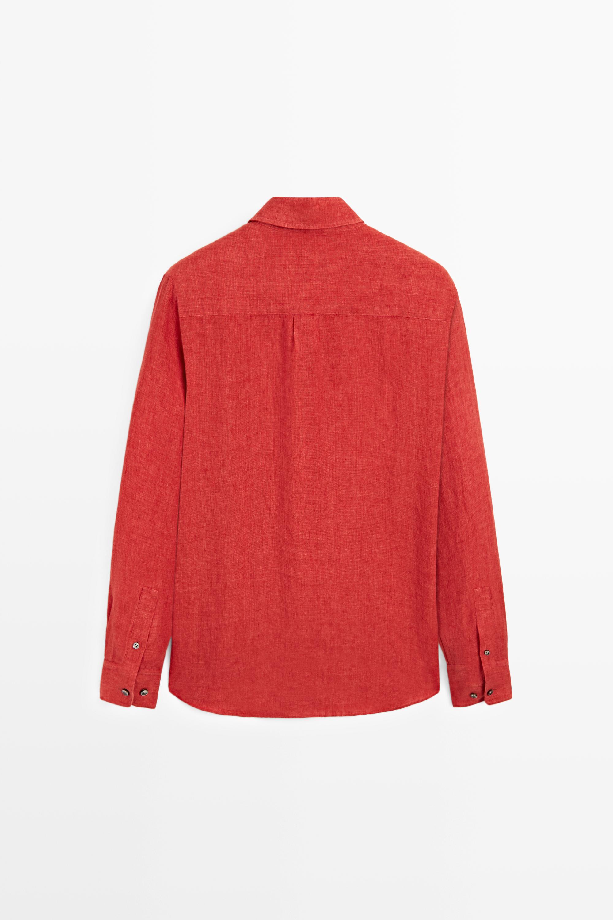 Regular fit 100% linen faded shirt